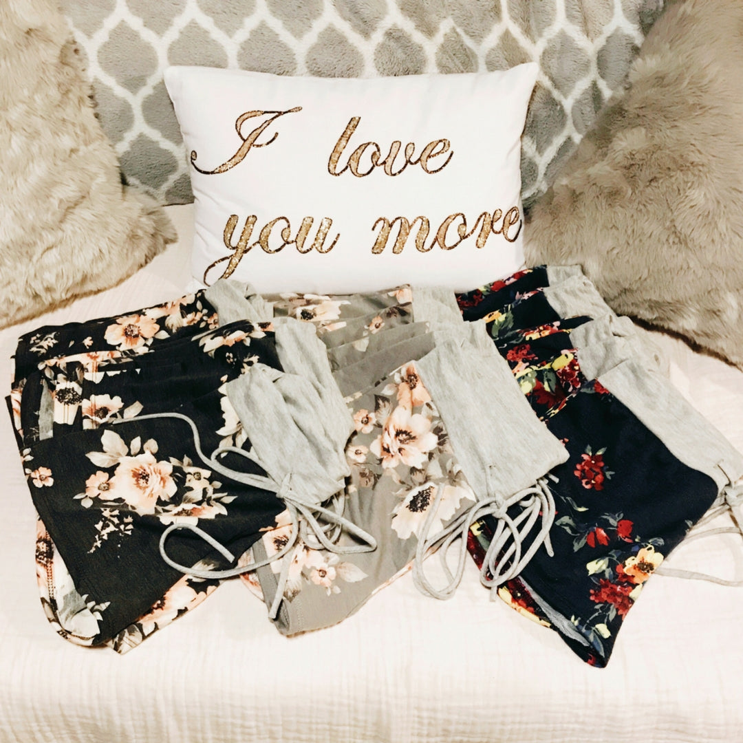 French Terry Drawstring Floral Shorts (color options) – Heart