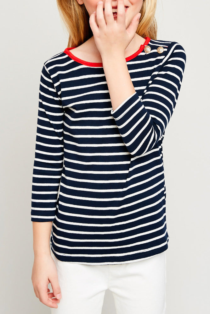 Side Button Striped Top (Daughter: Mommy and Me) - Heart & Soul Clothing Co.