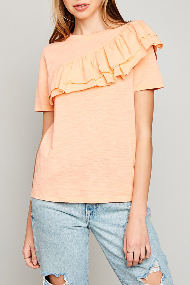 asymmetrical ruffle top