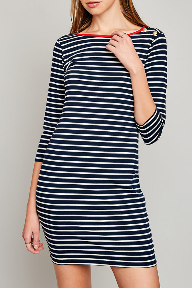 Side Button Striped Shift Dress (Mother: Mommy and Me) - Heart & Soul Clothing Co.