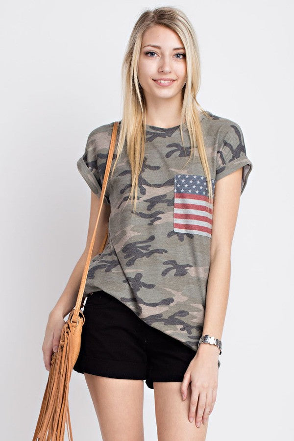 Short Sleeve Camo Flag Shirt – Heart & Soul Clothing Co.