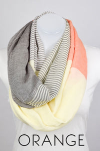 Orange Colorblock Infinity Scarf - Heart & Soul Clothing Co.