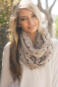 Taupe Floral Infinity Scarf - Heart & Soul Clothing Co.